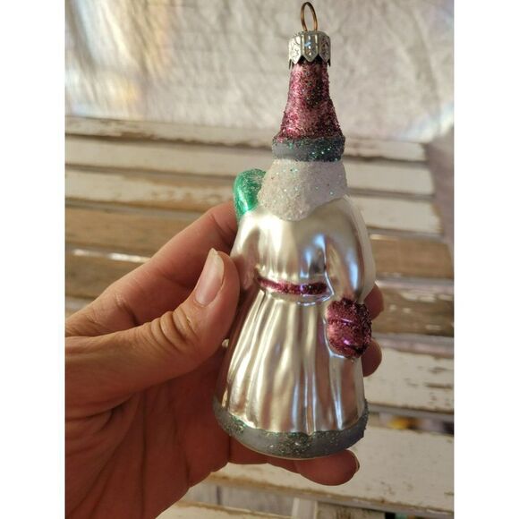 white glass Santa marionette puppeteer tree ornament Xmas - Picture 4 of 9